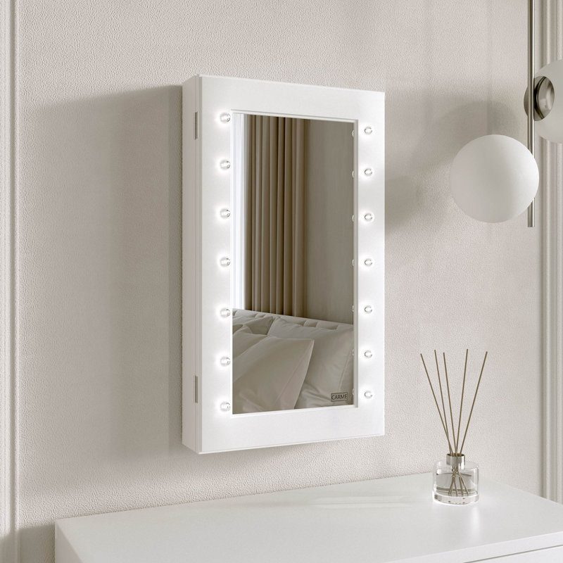 Beedeville Wall Jewelry Armoire, White