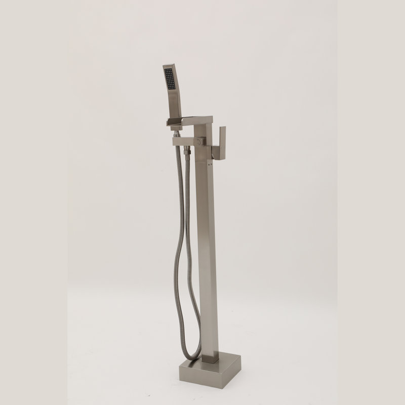 Floor Waterfall Faucet with Diverter, Brushed Nickel