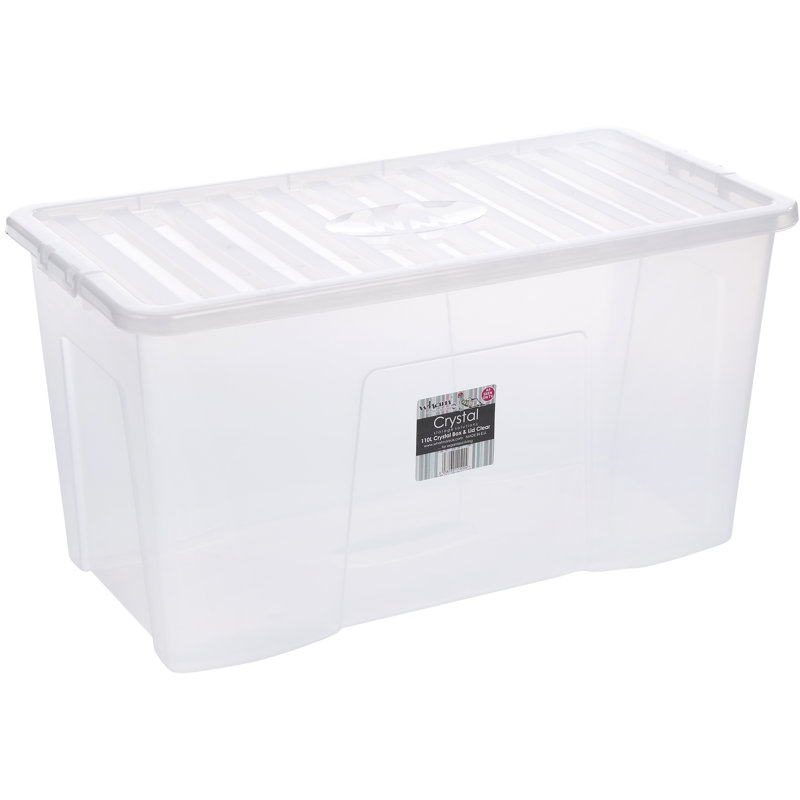 Wham Crystal 110L Plastic Storage Box, Clear