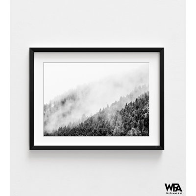 Photographie de forêt noir et blanc du Wyoming, art mural surdimensionné de montagne Wyoming, impressions de photographie d'arbre brumeux, art mural de grande forêt