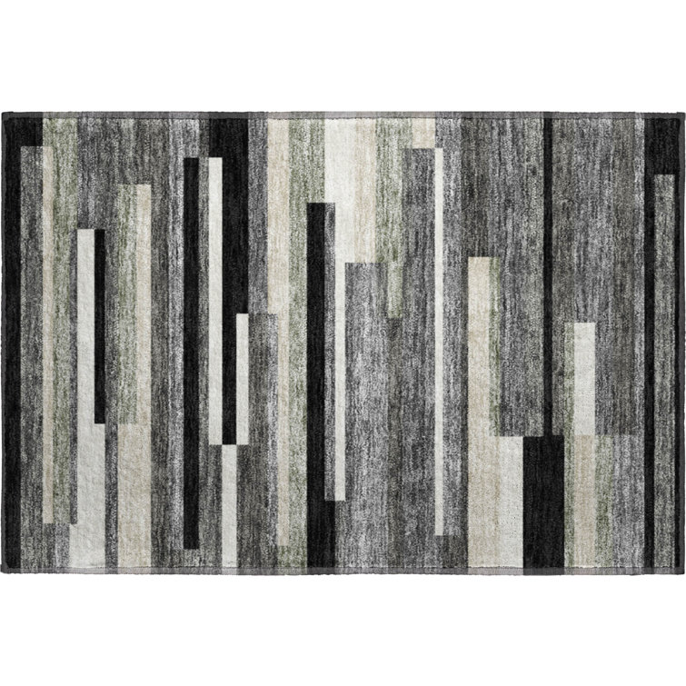 Premium Machine Washable Prisco Black Rug