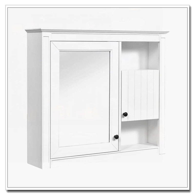 Armoire de salle de bain murale avec miroir, armoire avec 3 tablettes réglables