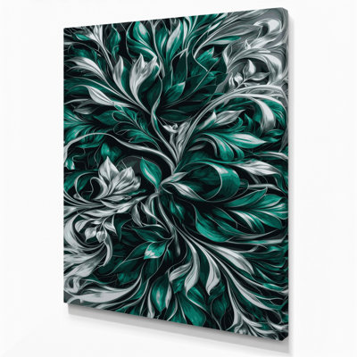 «Abstract Florals 79», art mural sur toile bleue