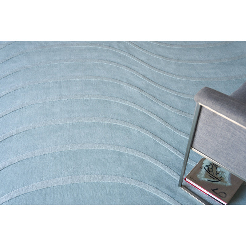 Tempo Wool Geometric Area Rug in Light Blue, Rectangle 9' x 12'