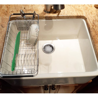 Expandable 304 Stainless Steel Dish Drying Rack with Removable Silverware Holder Multi‑Position Counter Over‑Sink In‑Sink Dish Drainer for Kitchen