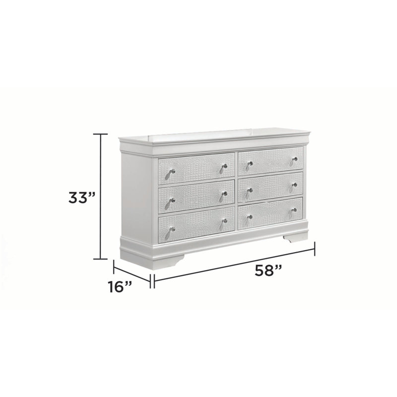 Commode 6 tiroirs (seulement commode), Blanc
