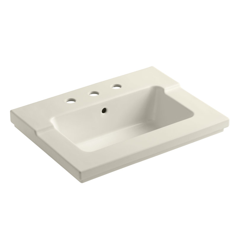 Lavabo de salle de bain à comptoir avec trou pour robinet Tresham, Blanc, 8'' Centers
