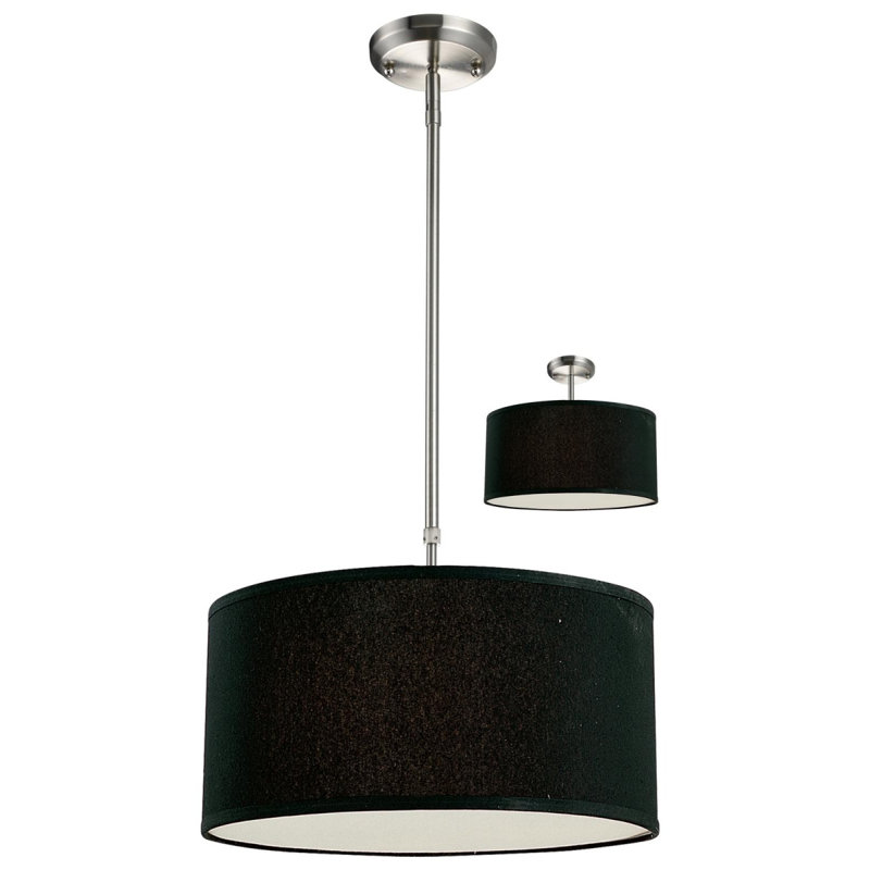 Kasey 3 - Light Nickel Unique/Statement Pendant, 8" H x 16" W x 16" D, Black