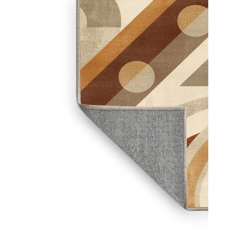 Tapis abstrait moderne brun et beige lavable à la machine pour véhicules et véhicules de transport, 5 x 8