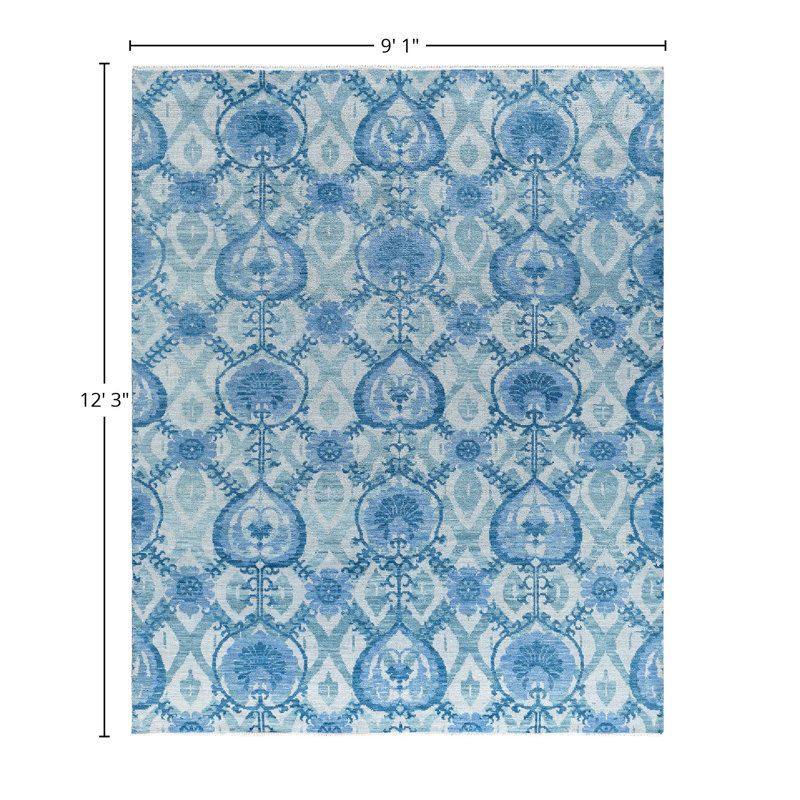 Overdyed One-of-a-Kind Rectangle 9'1" X 12'3" Hand Knotted Area Rug