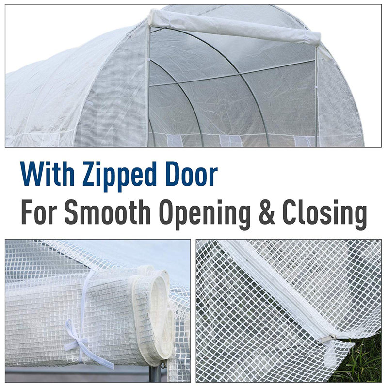 Large White Galvanized Steel Frame Greenhouse with Polyethylene Panels