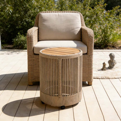 Outdoor Rattan Wood Side Table