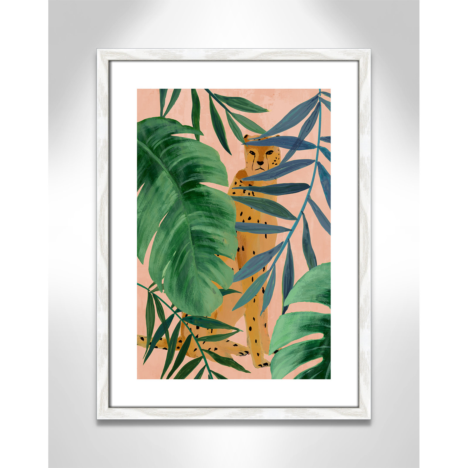 Allie "Silent Jungle" Painting by Isabelle Z, 23" H x 17" W x 0.75" D, White Wood Framed Paper