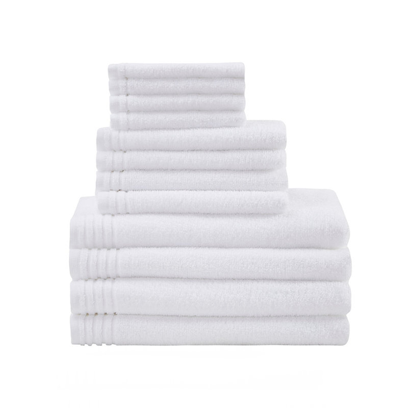 100% Cotton Quick Dry 12 Piece Bath Towel Set, White
