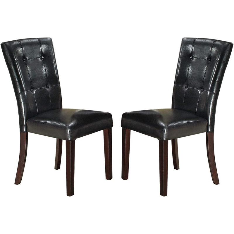 2 chaises de salle à manger, design moderne, similicuir noir, dossier, assise coussinée, chaises en bois et en bouleau 2, bois