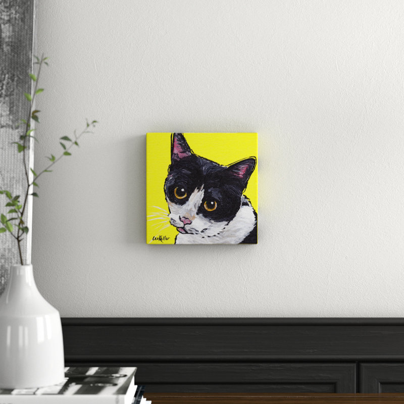 Cat Tuxedo 1 Piece Wrapped Canvas Painting, 20cm H x 20cm W x 3.81cm D