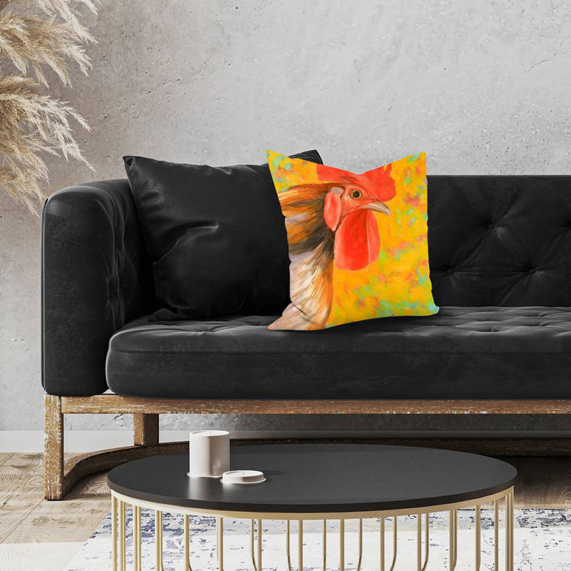 Colorful rooster - 18"x18" Throw pillow cover - Poly twill - Print on demand