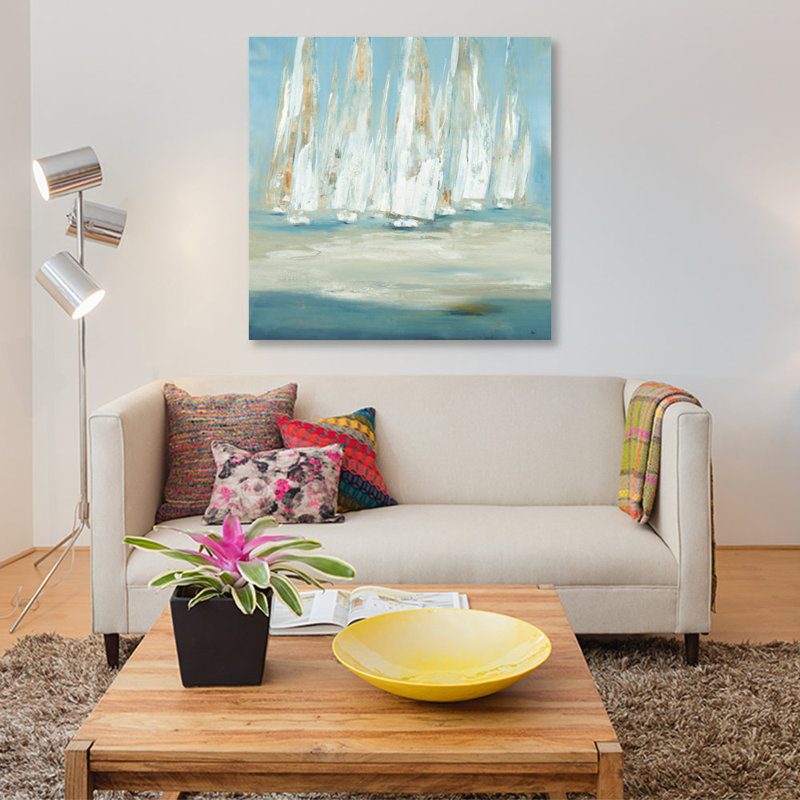 « regatta », reproduction sur toile, H 48 po x l 48 po x P 1,5 po, Pas de tapis, Toile tendue