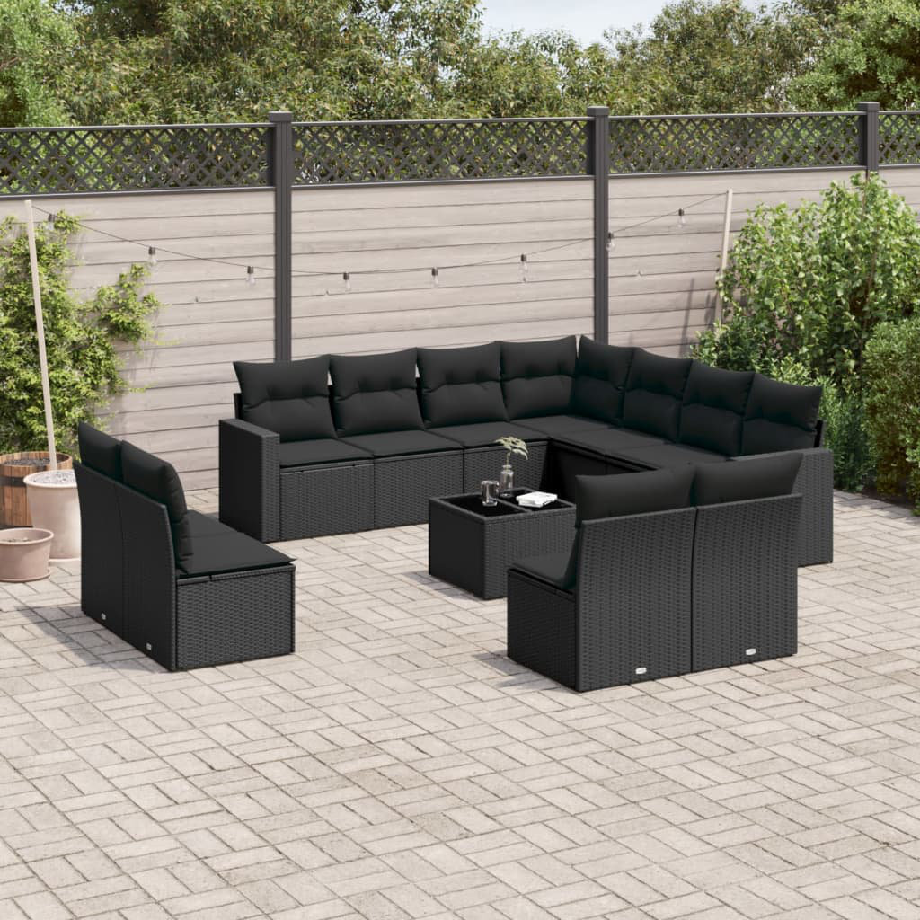 Vidaxl 12-Tlg. Garten-Sofagarnitur Mit Kissen Beige Poly Rattan