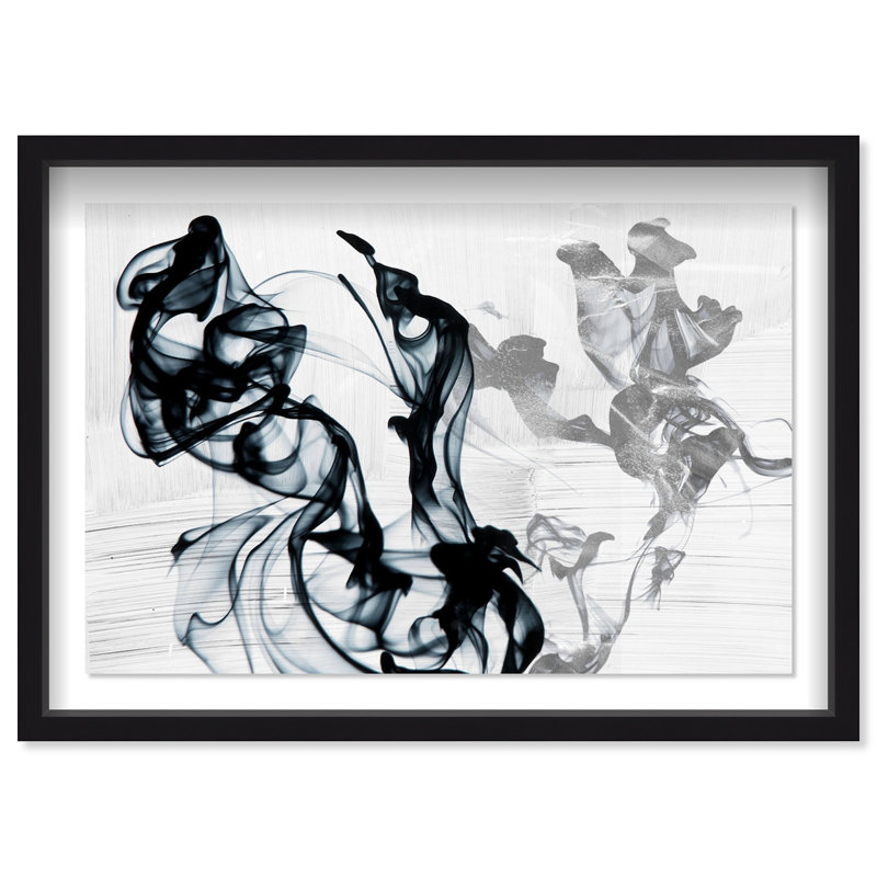 Oliver Gal Ice Fire Abstract - Luxury Shadowbox Framed Wall Art, 31.5" H x 46.5" W, Black