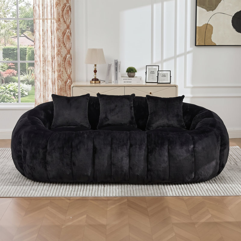 Canapé deux places nuage ultra doux en fausse fourrure de 190 cm, canapé profond surdimensionné en mousse sans os pour salon, beige