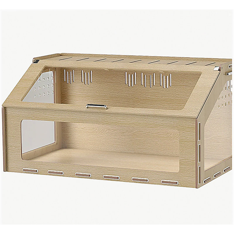 Cage à hamster 39 po avec fenêtre et plateau ouvrable, chêne
