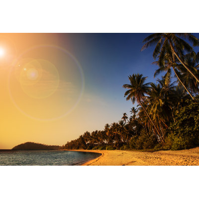 Sunset Over Beach - Wrapped Canvas Print