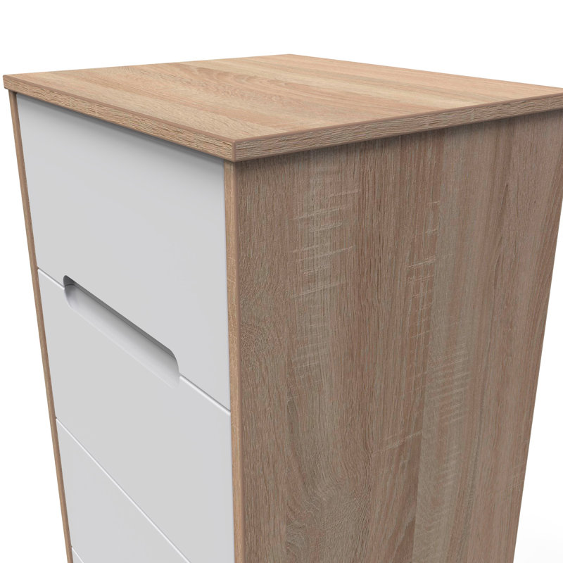 Bleier 45cm W Manufactured Wood Bedside Table, White Matt/Bardolino Oak