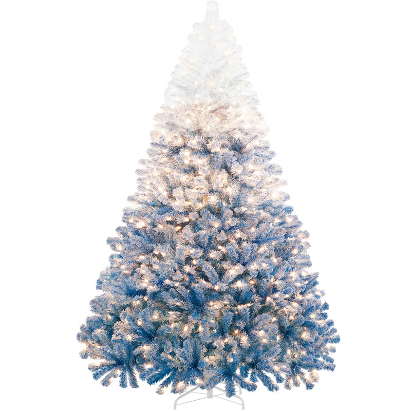 Arbre de Noël artificiel floqué Lake Lake, 9', Illuminée