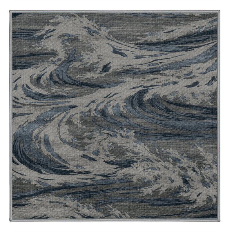 Tapis bord de mer lavable Stormy Seas, Rond 3 pi