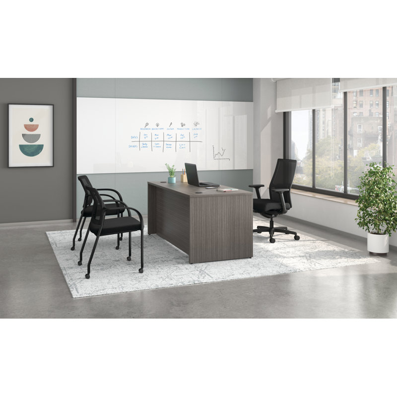 Bureau à double caisson MOD, H 29 po x l 66 po x P 30 po, Teck ardoise