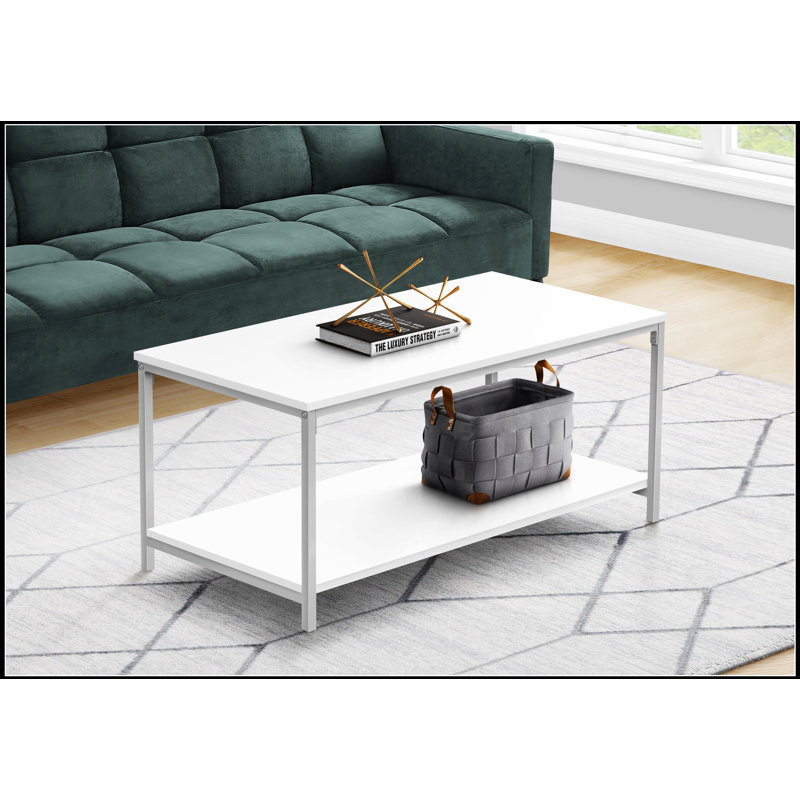 Table basse moderne et moderne avec un design à deux niveaux et un grand espace de rangement pour le salon, parfait pour les petits espaces