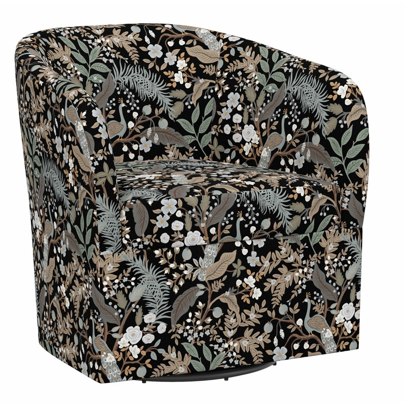 Pembroke Swivel Chair, Rpc Peacock Black Linen