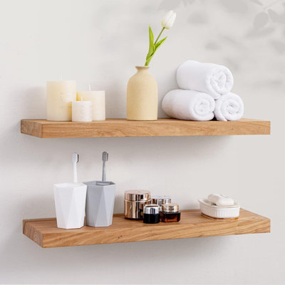 Floating Shelves For Wall, 24''W X 8'' D Rustic Solid Elm...
