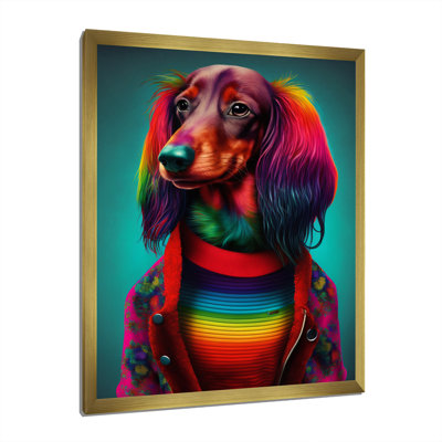 Impression sur toile Cool Dachshund In Rainbow Designer