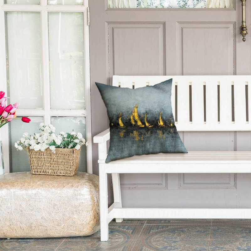 Set Sail Bathroom Contemporary Outdoor Throw Pillow | Decor