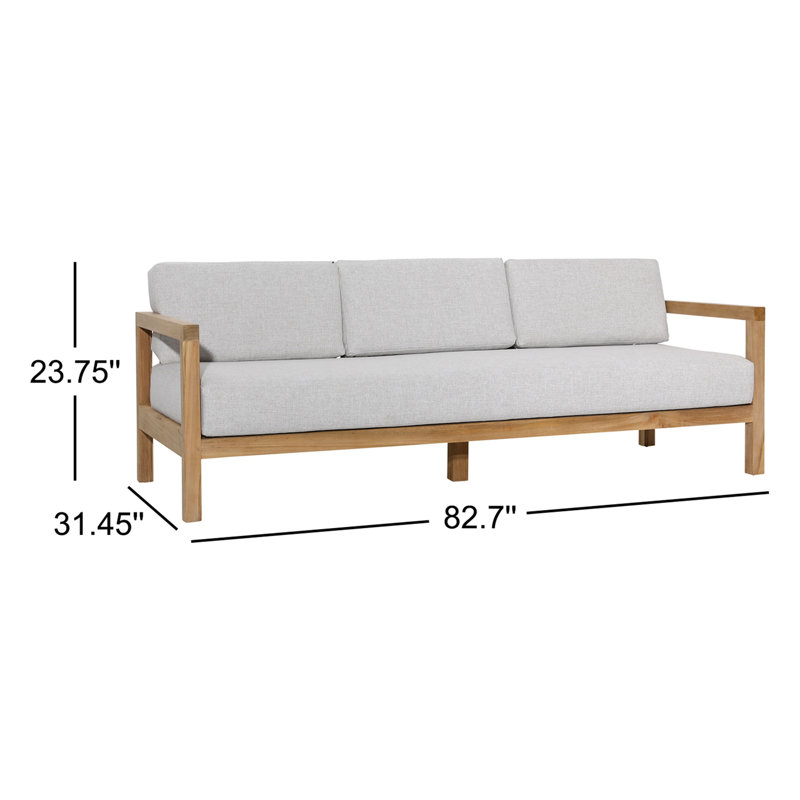 Boe 82" Outdoor Olefin Patio Sofa, Light Grey