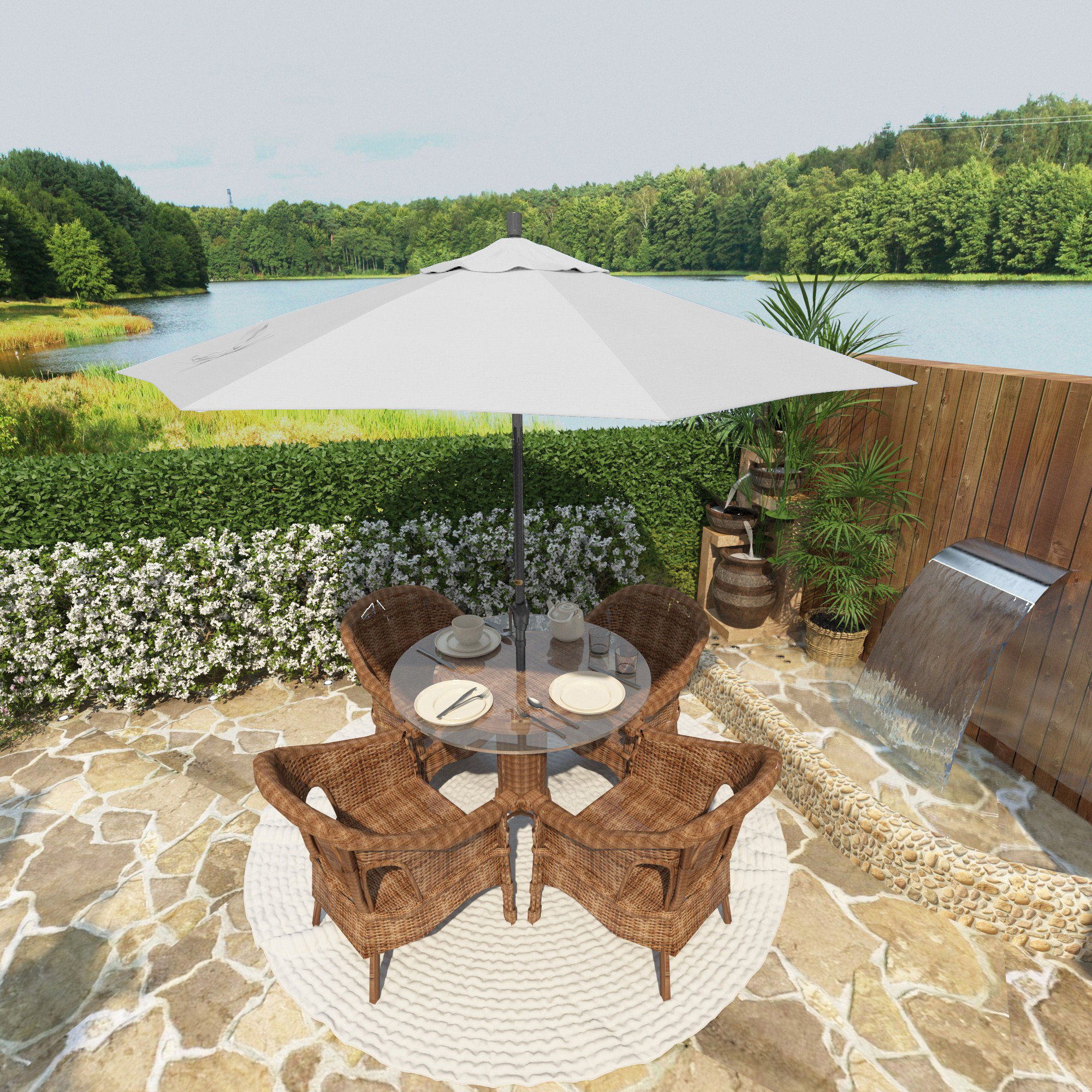 Lexia 90'' Sunbrella® Outdoor Umbrella, Canvas Natural Sunbrella® Canvas
