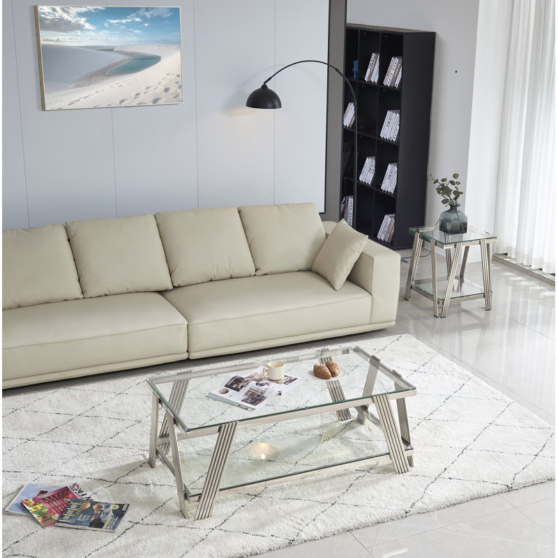 Table basse Allyse, Transparent, Argent