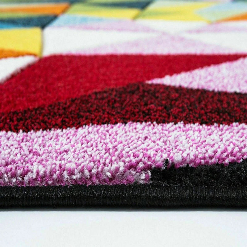 Geoplay Geometric Polypropylene Rug – Non-Slip, Modern Area Carpet for Home, Runner 60 x 220cm