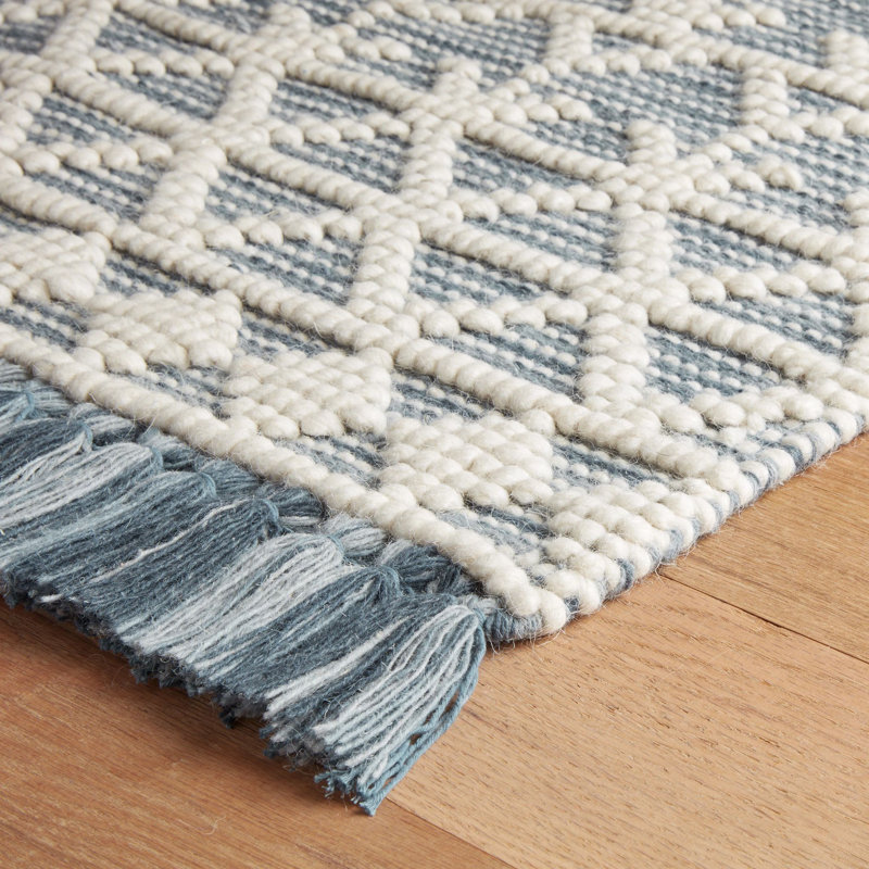 Pembrook Blue Handwoven Wool Rug, Rectangle 2' x 3'