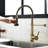 Spring Pull-Down Black And Gold Kitchen Faucet - To Oxidation, Stable Water Temperature Control, Versatile Spray Options Single Handle With Pull Down Heat, Regulation, User- Interface