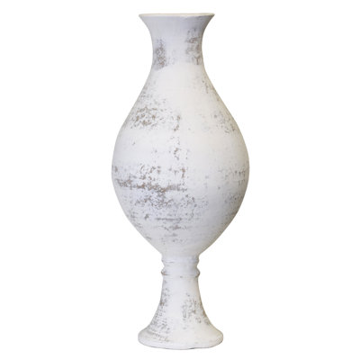 Dianalys Vase - Distressed White Finish on Ceramic - Small