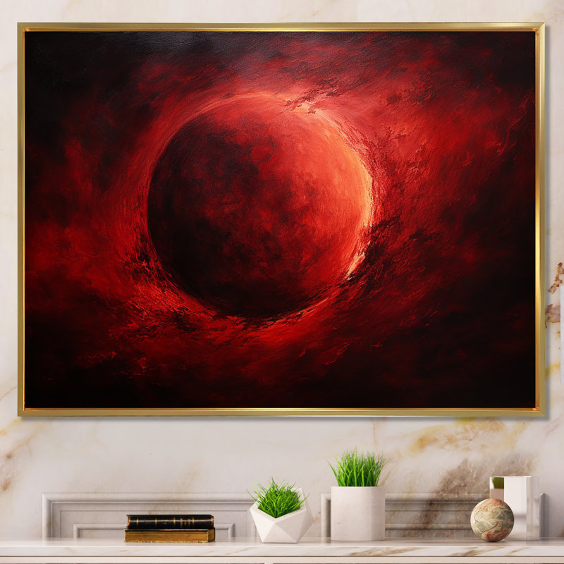 Garnet Moon Glow Magic - Lune, impressions sur toile, Cadre flottant doré, H 34 po x l 44 po x P 1,5 po