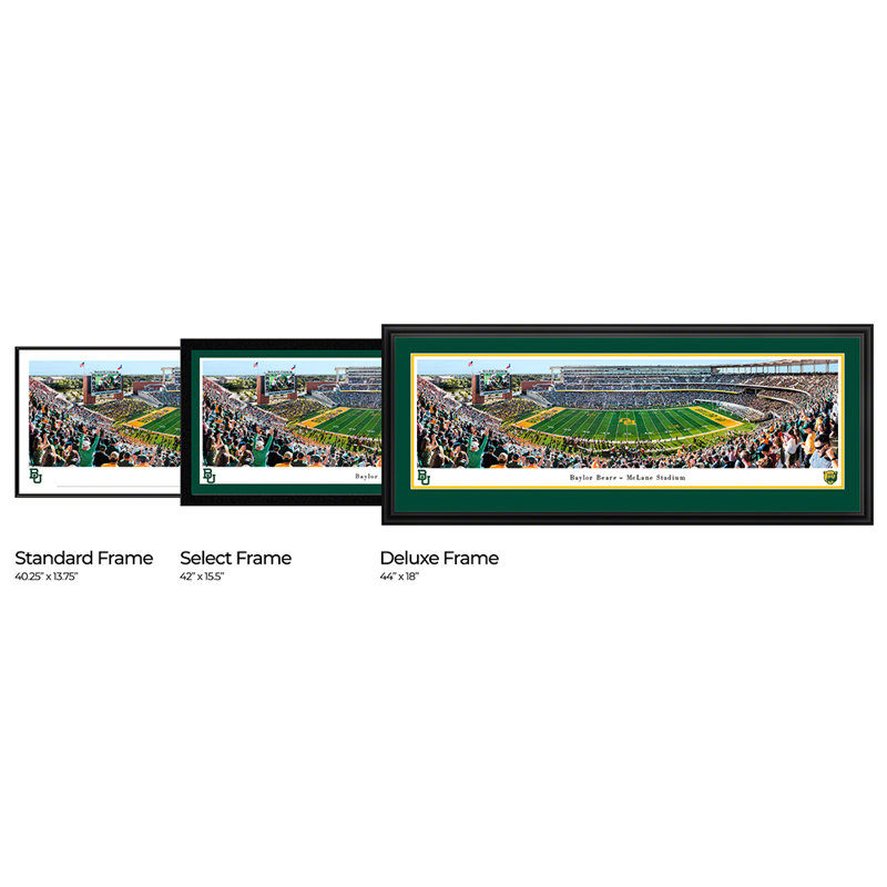 NCAA " College Football And Basketball ", Black Floater Framed, 13.75" H x 40.25" W x 0.88" D