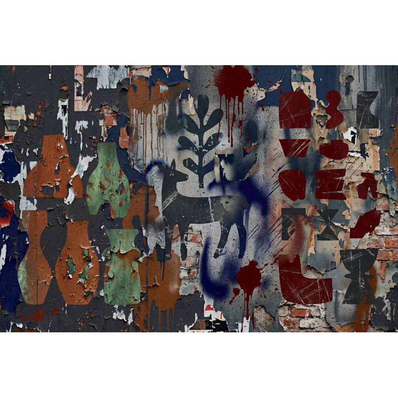 Papier peint texturé grunge, Non tissé, 140 po x 108 po
