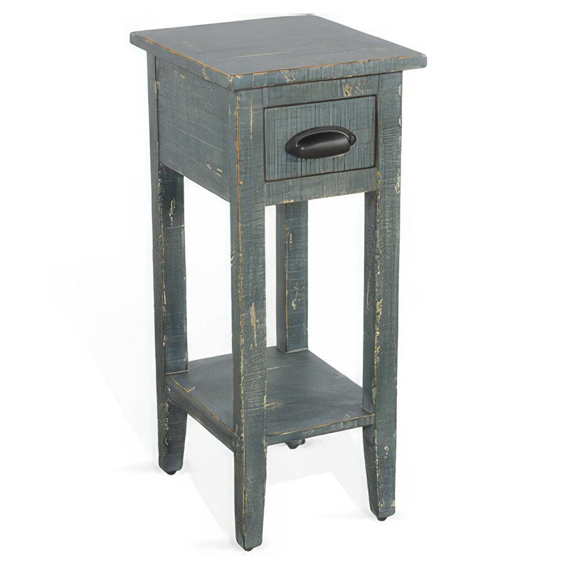 Komor Solid Wood End Table, Sea Grass