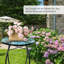 Table d'appoint d'extérieur en verre mosaïque, petite table basse d'appoint ronde pour porche, balcon, jardin, utilisation intérieure / extérieure, conception de tortue bleue transparente, 14 pouces