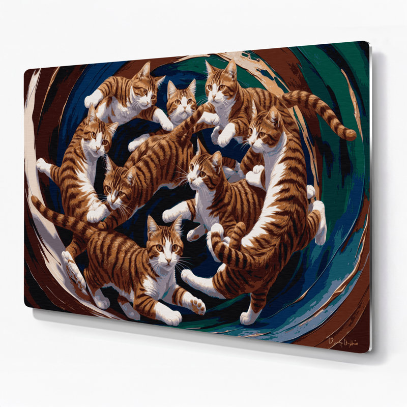 Cats Dragon Li Brown Metal Wall Art, 132" H x 168" W x 0.05" D