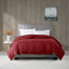 Couverture légère en duvet synthétique avec bordure en satin bourgogne simple-116479110-116479104
